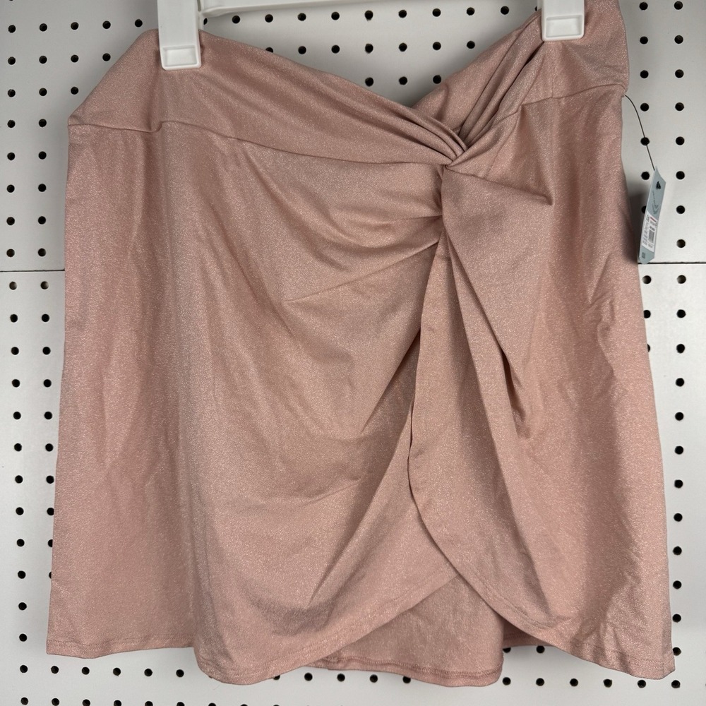 Shade & Shore Women's Sparkle Twist Skirt Cover-Up Pink XL NWT 16‎